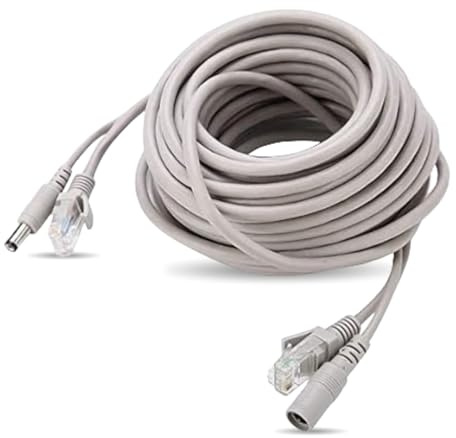 Dioche Cable de vidéosurveillance, cable d'alimentation vidéo AHD 5M / 10M / 15M / 20M pour le système de surveillance par caméra de sécurité CCTV, connecteur d'alimentation CC de 2,1 mm [10M]