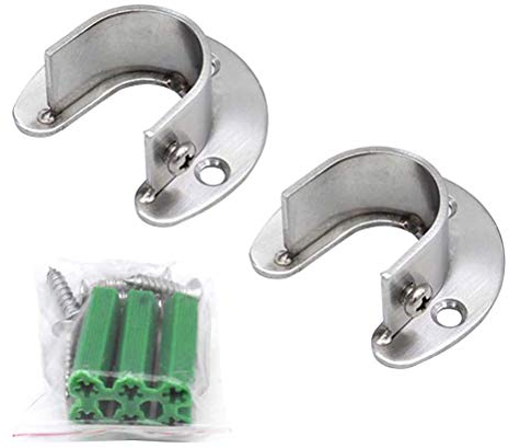 VOSAREA 2juego Soporte De Acero Inoxidable Para Barra De Cortina De Closet Montaje Fácil Resistente Para Ropas y Accesorios De Color Plateado