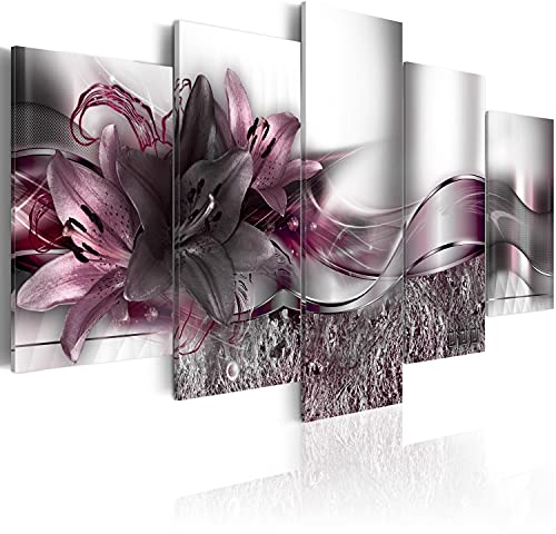 B&D XXL Acrylglasbild 100x50 cm 5 Teilig Wandbild auf Acryl Glasbilder Kunstdruck Moderne Acrylglas Platte Wanddekoration Geschenke Heimdekoration Glasbild Blumen Lilien Abstrakt b-A-0273-k-p