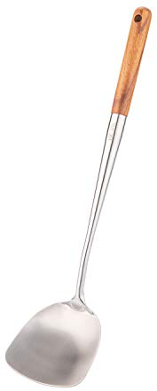 Wok-Pfannenwender,17inches Kelle für Wok, 304 Edelstahl Wok Spachtel