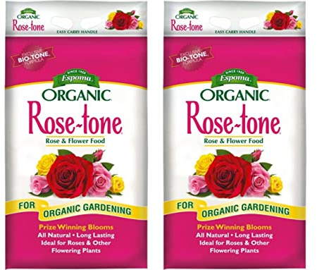 Espoma Organic Rose-Tone 4-3-2 Organic Fertilizer for All Types of Roses and Other Flowering Plants. Promotes Vigorous Green Growth and Abundant Blooms. 18 lb. Bag - 2 Pack