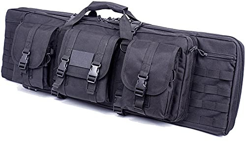 ZWJABYY Gewehrfutteral,Waffen Koffer,Waffentaschen FüR Gewehre,Double Rifle Bag Mit Pouches Compartments,Futteral Langwaffen Waffentasche Gewehrtasche,Ganz Einfach Zu Tragen,Black-140cm/55in