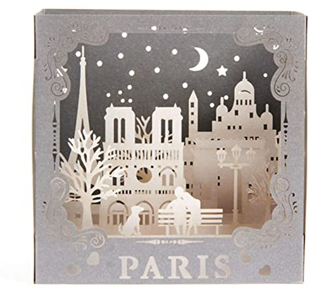 Rnitle 3D Paris Pop Up Grußkarten für Geburtstag,3D Geschenkkarte zum Geburtstag,Geschenkkarte,Grußkarte, Muttertag-Karte,Handgefertigt(Paris/21*14cm)
