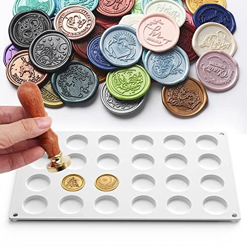 Silikonmatte für Wachssiegelstempel, 24 Mulden, Pad mit 50 abnehmbaren, doppelseitigen Klebepunkten, Bastelarbeiten, Klebstoff, Wachsen, Siegelwachs
