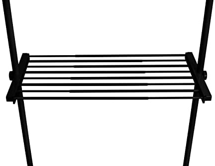 WENKO Regalboden Mod. Herkules ausziehbares Zubehörteil für Teleskop-System aus stabilem Stahl mit Kunststoffhalterungen Schwarz Maße 73-120 x 4 x 42,5 cm