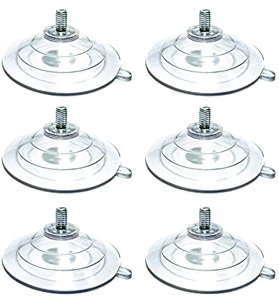 M6-Saugnapfhaken, 6 cm, großer Durchmesser, Stufenform, großes transparentes PVC-Gewinde, Länge 1 cm, Saugnapf mit Mutter, 6 Stück (M6-D6 cm)