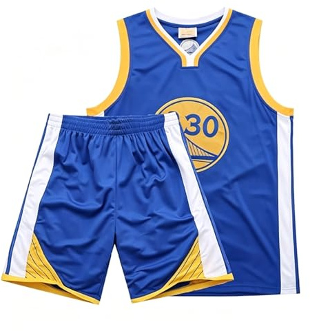 Basketball Kit - 2-Piece Sleeveless Jersey Shirt - Cool Kids Outfit for 4-14 Years Old Boys, Blue (XXL, 170)