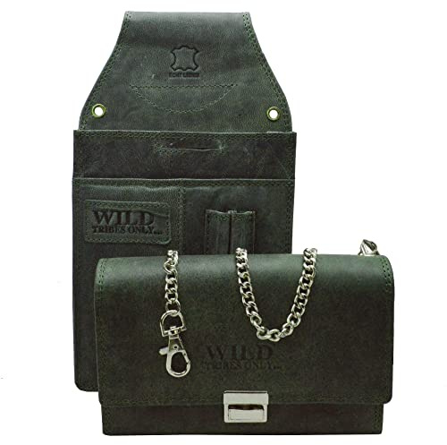 flevado Kellnerset Kellner Geldbörse und Tasche echt Leder in Grün