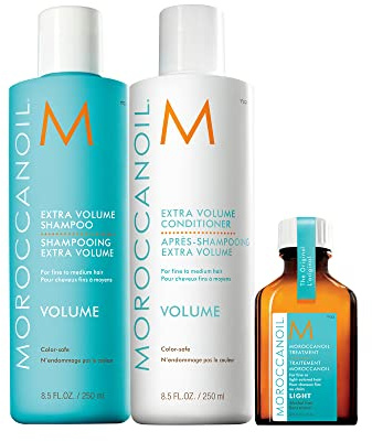 Moroccanoil Extra Volumen Shampoo & Conditioner Set, 250ml + Behandlung Light, 25ml