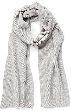 NEO B - Sciarpa in Cashmere Donna e Uomo | Trama Inglese | Costine | 100% Cashmere | Filato Cardiff Pregiato | Made in Italy | Grigio Chiaro