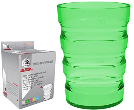 Dr. Bone's Therapeutics ® 200 ml Clear Non Spill Cup, Portable Travel Mug for Children, Elderly and Disabled Adult Drinking Cup/Beaker/Mug/Sippy Cup for Disabled Adults for Better Grip (Green)