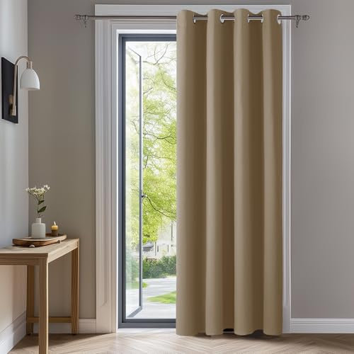 Deconovo Vorhänge Blickdicht Thermogardinen mit Ösen Übergardinen Taupe | 1 Stück, H245 x B140 cm, Hitzeschutz, Sichtschutz für Wohnzimmer und Schlafzimmer, Blackout Curtain, Verdunkelungsvorhang