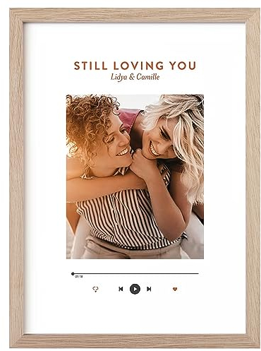 NESCL Bilderrahmen Eiche Holz für DIN A4 21 x 30 cm Natur Amerikanische Weiß-Eiche Dünner Rahmen | Frontplatte aus gehärtetem Glas | Picture Frame 21 x 29,7cm | Holzrahmen Holz-Bilderrahmen | 1-Pack