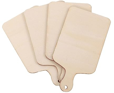 SEWACC 4Pcs DIY Planche À Découper En Bois Plateau À Beurre Sous-Verres Vierges Fromage Petite Planche À Fromage Cuisson Bloc De Boucher Plateau Rustique Servant Pagaie Planche De