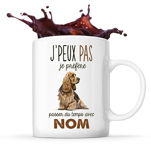 Planetee Tasse Cocker Spaniel Anglais Passer du temps Prénom Nom Personnalisable | Mug Café Thé Idée Cadeau Personnalisé Homme Femme Original pour propriétaire de chien