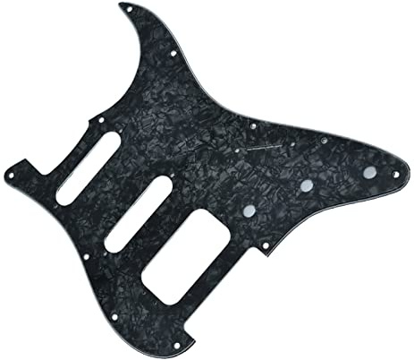 E-Gitarren-Teile 11-Loch Für For ST HSS-Gitarren-Pickguard Mit 3-Schrauben-Löchern In Runden Ecken Für Humbucker-Steg-Tonabnehmer E-Gitarren-Schlagbrett (Color : Black 4 Ply)