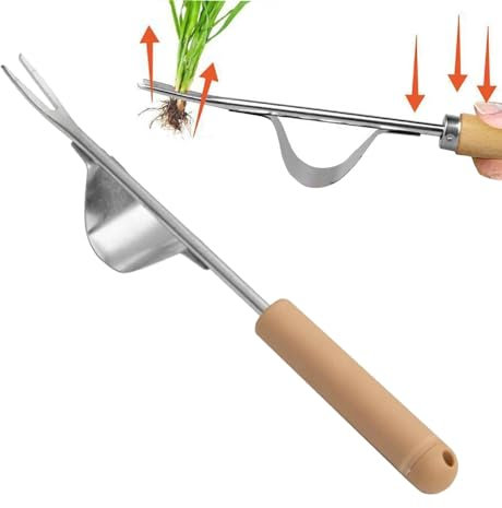 Unkrautjäter Edelstahl Manueller, Gartenarbeit Hand Unkrautstecher, Multifunktionaler Unkraut Entferner Gerät, Löwenzahnstecher Distelstecher Wurzelstecher, Mit Griffigem Griff, Gartengeräte
