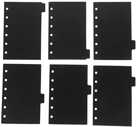 BCOATH 6-Sheet A6 Black Pp Binder Dividers for 6 Rings Notebook Indexing Pages Organizer for Office and School Supplies