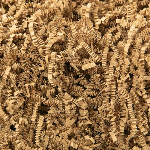 Mefleet Crinkle Cut papper strimlat fyllmedel 0,5 kg brunt skrynkligt papper strimlat papper för presentförpackning – presentkorgfyllning – kraftpresentförpackning fyllning för julhelgen paketering