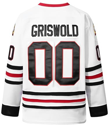 Clark Griswold #00 X-Mas Movie Hockey-Trikot, genähte Buchstaben, Zahlen für ihn, Ehemann, Vater, Größe S-XXXL, Weiss/opulenter Garten, L