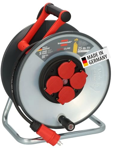 Brennenstuhl Professional SteelCore kabeltrumma SC 2100 IP44 (25m H07RN-F 3G1,5, trumma av stålplåt, användning på byggarbetsplatser och permanent utomhusbruk, Made in Germany)