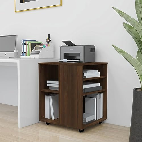 Lauuoeriau Schränke und Aufbewahrung, Aufbewahrungsschränke und Schließfächer, Rollschrank, Braun Eiche, 60 x 53 x 72 cm, Holzwerkstoff