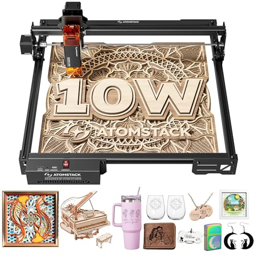 ATOMSTACK 7W Macchina per incisione laser, taglierina laser Swift 7W, taglierina laser ad alta precisione 0,01 mm superficie di incisione 300 × 300 mm (Black, A10 Pro v2)