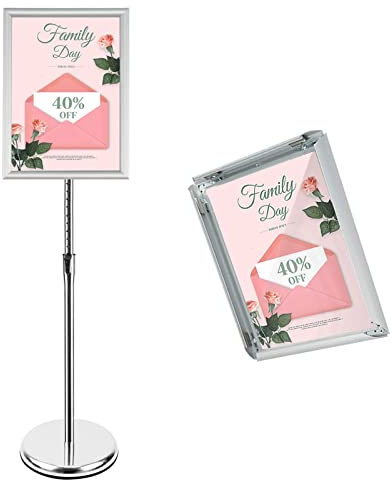 Lxwyq A3-Posterständer, Klapprahmen-Schilderständer, Verstellbarer Aluminium-Display-Menühalter für Hochzeit/Show/Display/Werbung Displays (Silber, A3)