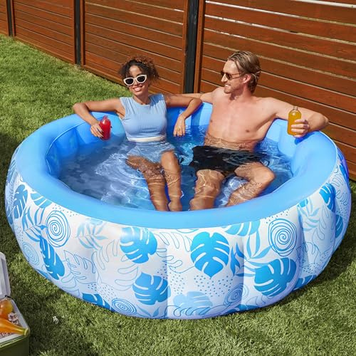 SLOOSH Piscina hinchable de 5,5 x 20 pulgadas (167,6 x 50,8 cm), piscina familiar inflable con respaldo cómodo, ideal para fiestas acuáticas de verano en el jardín, en el césped, color azul