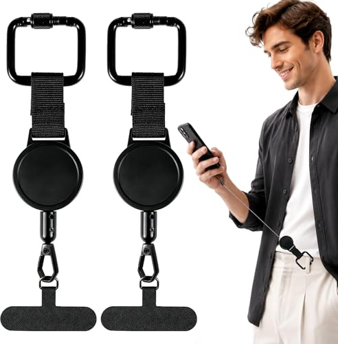 Wosyoodo 2 Pièces Lanière Téléphone Portable Antivol, Dragonne avec Support pour Coque Complète et Attache Amovible, Accroche Téléphone pour Randonnée Pêche Voyage Quotidien