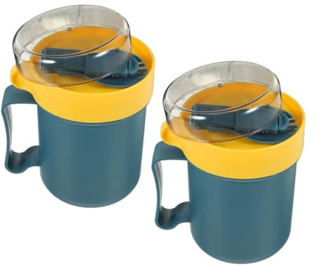 Alipis 2pezzi Tazza Per Microonde Con Coperchio Contenitore Per Cereali Da Asporto Tazza Per Zuppa Adatta Al Microonde Con Coperchio Barattolo Ermetico Per Cereali