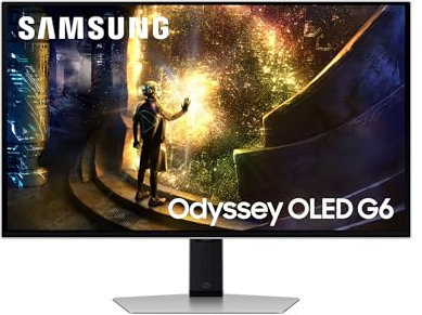 Samsung Monitor Gaming Odyssey OLED G6 (S27DG612SU), Flat, 27'', 2560x1440 (QHD), 16:9, HDR10+, QD-OLED Glare Free, 240Hz, 0,03ms (GtG), Compatibiltà G-Sync, HDMI, USB, DP, HAS, Pivot
