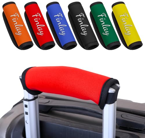 4 Stück Personalisierte Gepäckgriff Wrap, Personalized Luggage Handle Wrap, Individuell Gepäckgriff Wrap Mit Namen, Gestickt Gepäcktasche Griffschutz (Rot)
