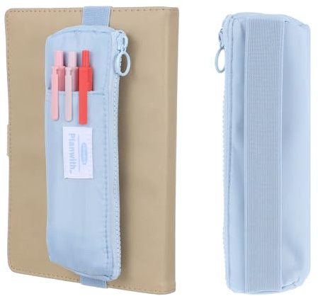 Tucnoeu Federmäppchen Klein, Stifthalter Notizbuch, Kleines Mäppchen mit Verstellbarem Gummiband, Federmappe Klein für Tagebücher, Schule und Büro, Blau