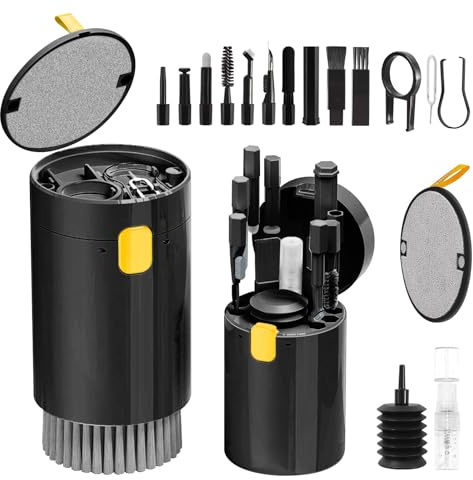 Cleaning Kit, 20 in 1 Keyboard Laptop Pen Cleaner Kit, Computer Tech Cleaning, Electronic Screen Cleaner Multi-Tool for Cleaning Mobile Phones, MacBook, Earbuds,Camera Lens, Computer Monitor-(Black)