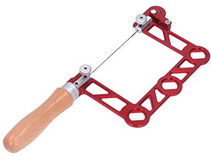 Mini Sierra de Calar con de Madera en Forma de U, Sierra de Mano de Larga Duración para Manualidades, Metalurgia, Cuerpo de Aleación de Aluminio Rojo (3 pulgadas)