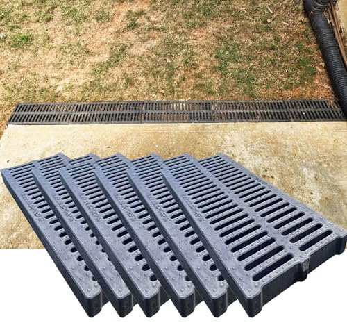 Canaleta Agua Paquete de 6 Rejillas de Desagüe para Jardín de Plástico Polímero, Rejilla para Desagüe Exterior de 4 Cm de Altura, Rejilla de Desagüe de Canal para Casas Alcantarillado Jardín Calzada(5