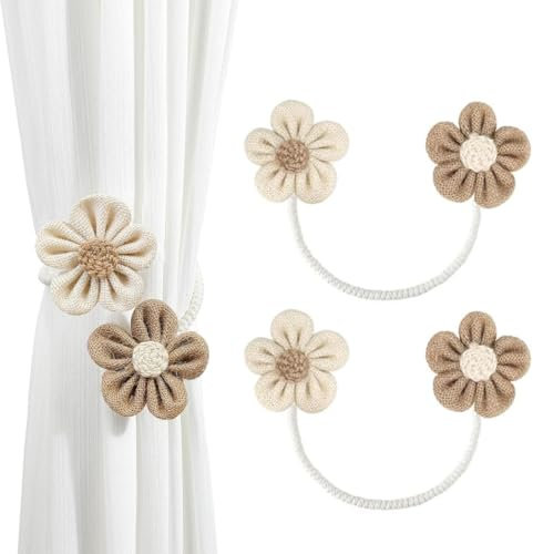 2 pezzi fermatende, elegante fermatende, fermatende a forma floreale, semplice fermatende, fermatende, fermatende per casa e ufficio (beige + cachi)