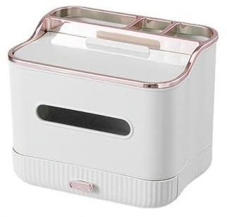 Taschentuchbox, verdickte Öffnung mit Schublade, Gitter, Taschentuchspender, Aufbewahrungsbox, Schreibtisch-Aufbewahrungsbox für Taschentücher zu Hause (weiß)