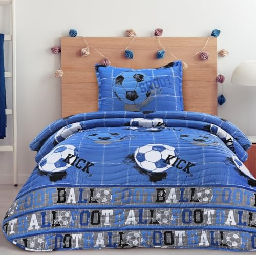 DHESTIA HOME Colcha Bouti Cosida Cama Infantil y Juvenil Modelo Fútbol Quick Color Único Talla Cama 90