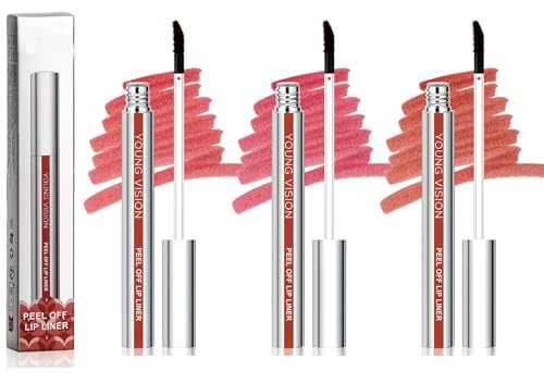 3 Colors Lip Stain Peel Off, with Matte Finish for All Skin Types, Long Lasting Lip Stain Peel Off Non Stick Cup Liquid Lipstick, Tattoo Lipstick Long Lasting Plump Lip Makeup Gift for Women