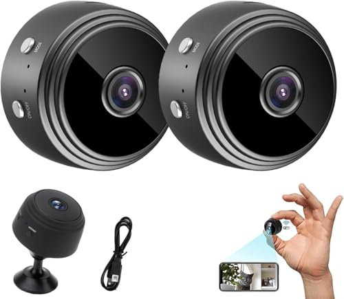 AFGQIANG Secretscope Mini caméra de sécurité, mini moniteur sans fil avec fonction de vision nocturne, WiFi extérieur sans fil HD 1080p (2 pièces, noir)