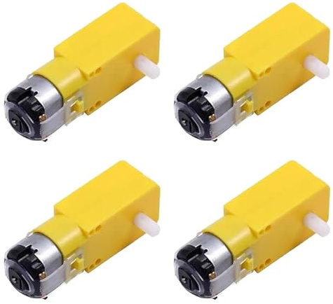 Lot de 4 moteurs TT DC3 V-6 V - Moteur à engrenages double arbre 200 tr/min CC 3-6 V - Pour robot de voiture intelligent DIY - Double axe 1:48 (B)