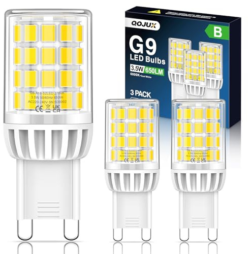 QOJUX Lampadina G9 3.5W 650LM, Equivalente a 50W Lampada Alogena, 6000K Lampadine G9 LED Luce Fredda Risparmio energetico, Angolo a fascio 360°, AC 220-240V, Non Dimmerabile, Confezione da 3