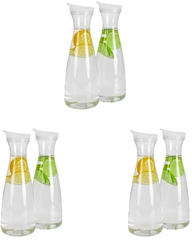 Booso 6 Piezas Garrafas de Agua de PláStico de 0,6 L con Tapas Abatibles Blancas, Jarras Inastillables Reciclables y de Alimenticio, Tarro de Jugo