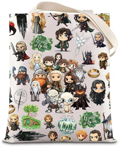 Clyrax Handtasche Damen, Tragetasche mit Fantasy Film Muster, Praktisch Einkaufstasche für Männer und Frauen, Jutebeutel Bedruckt, Einzigartig Geburtstagstüten für Filmliebhaber, 40×35CM