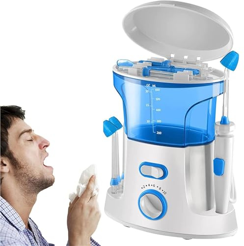 Pulitore nasale elettrico e macchina per il risciacquo del seno con 10 modalità di pressione, ugello rotante a 360°, sistema di irrigazione pulsante, per adulti e bambini