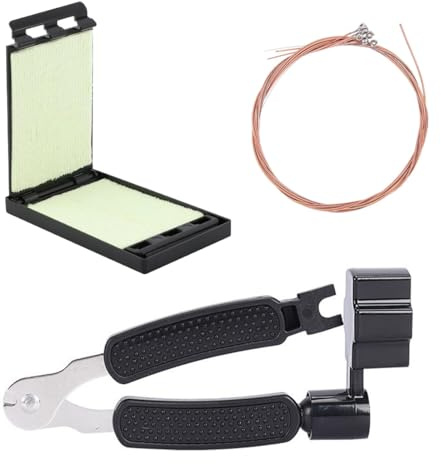 AEUXZA Gitarrensaiten Akustikgitarre Set – 6er Satz Kupfersaiten 010 Super Light – Inkl. Saitenreiniger & Multifunktionswerkzeug für Westerngitarre – Komplettset für Saitenwechsel & Pflege