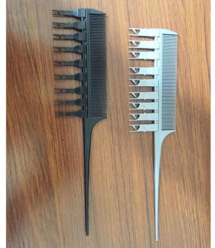 HOOWIFFY Peine para Teñir el Cabello con Gancho Negro de Plástico, Herramienta Profesional para Peluquería en Salón, Adecuado para Colorante y Removedor de Tinte