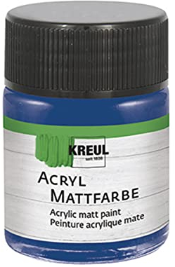 Kreul 75526 - Vernice acrilica opaca, blu cobalto in barattolo da 50 ml, vernice a base d'acqua dalla copertura cremosa, ad asciugatura rapida, adatta a molte superfici diverse